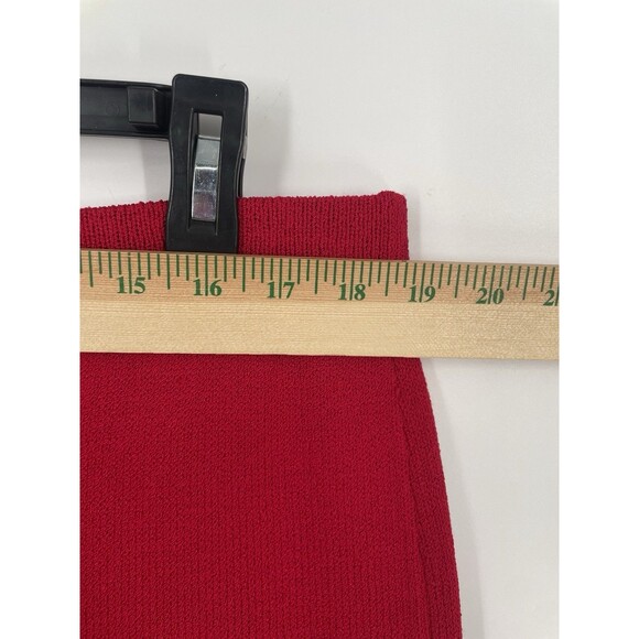 St. John Collection Red Wool Blend Knit Holiday High Waist Wide Leg Pants Sz XL - Picture 8 of 12